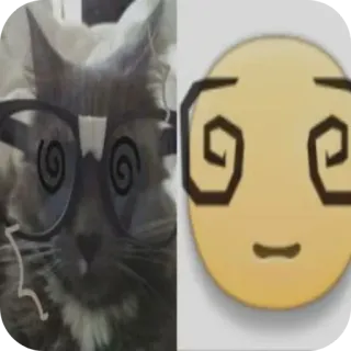 🐱 猫, 表情符号, 晕, 梗, 螺旋眼, 搞笑, 宠物 telegram sticker