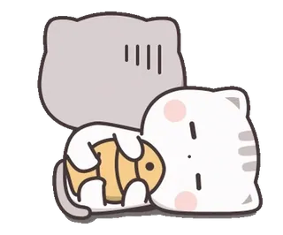 ⭐️ cat, sleep, fish, animal, cartoon, cute, domestic telegram sticker