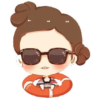 🚣 만화, 스티커, 여자, 선글라스, 구명 튜브, 귀여운 telegram sticker