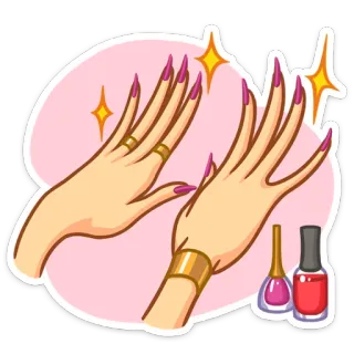 💅 manicure, unghie, bellezza, cosmetici, mani, smalto, rosa telegram sticker