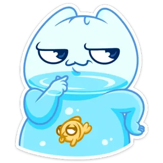 🤔 cat, fish, blue, cartoon, sticker, funny whatsapp sticker