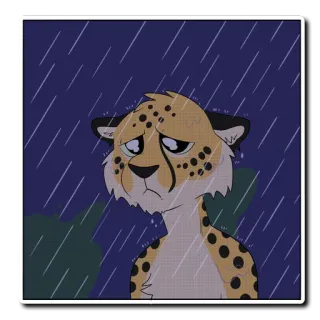 🌧 치타, 슬픈, 비, 동물, 만화 telegram sticker