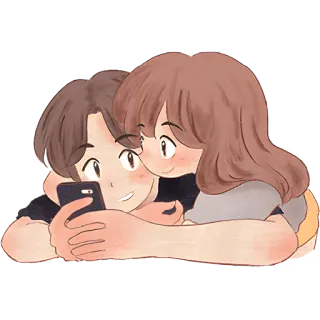 📱 couple, hug, love, friends, cute, sweet whatsapp sticker