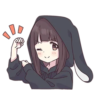 💪 Anime, Mädchen, Niedlich, Hase, Kawaii, Sticker whatsapp sticker