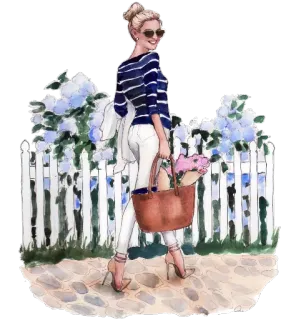 😎 mode, style, femme, shopping, illustration, été, fleurs, chic telegram sticker