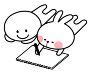 📘 Desenho animado, Escrita, Fofo, Animal, Coelho telegram sticker