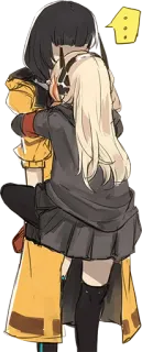 ❤️ anime, illustration, girls, hug, friendship telegram sticker