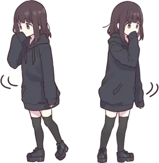 🤭 动漫, 女孩, 连帽衫, 可爱, 卡哇伊, 漫画 whatsapp sticker