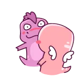😘 cute, dinosaur, cartoon, pink, animal, love telegram sticker