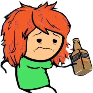 🍾 dessin animé, Cyanide and Happiness, alcool, triste, déprimé, bouteille whatsapp sticker