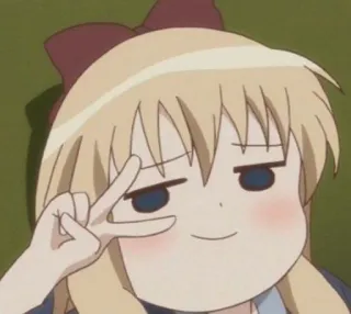 ✌ Anime, Ragazza, Segno di pace, Cartone animato telegram sticker