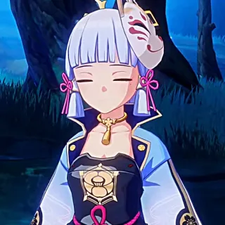 ❄️ Ayaka Anime, Lucu, Perempuan, Karakter, Topeng, Video game, Gadis, Genshin Impact telegram sticker