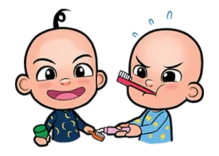 🍫 Dessin animé, Brosse à dents, Dentifrice, Matin, Hygiène, Enfants telegram sticker