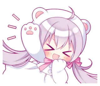 💭 Аниме, Кавай, Милый, Медведь, Персонаж, Стикер whatsapp sticker