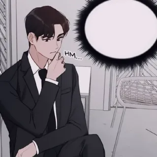 ✖️ HM... man, suit, thinking, character, pensive telegram sticker