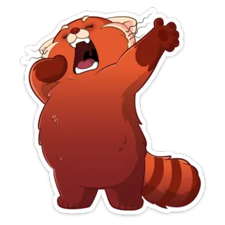 😮 красная панда, животное, милый, зевок, потягивание whatsapp sticker