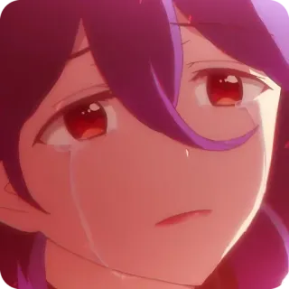 😢 animé, pleurer, triste, larmes, cheveux violets telegram sticker