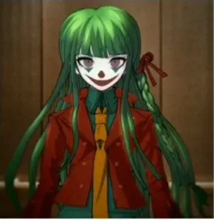 🤡 clown, green hair, red suit, makeup, character whatsapp sticker