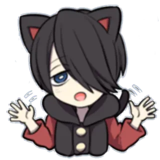 😑 кошачьи ушки, аниме, мультфильм, чиби, милый, сдаться whatsapp sticker