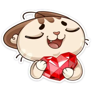 ❤ 고양이, 하트, 보석, 사랑, 귀여운, 동물, 만화 telegram sticker