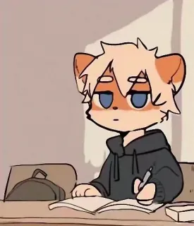 📖 Cartoon, Tier, Student, Schreiben, Schreibtisch whatsapp sticker