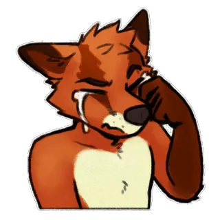 😥 raposa, chorando, triste, antropomórfico, desenho animado, lágrimas, peludo whatsapp sticker