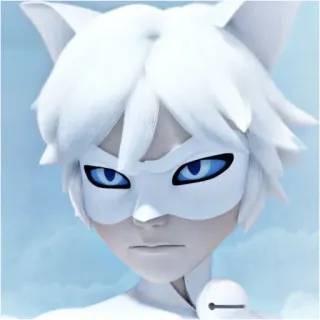 😠 Chat Blanc Miraculous: Tales of Ladybug & Cat Noir 动漫, 卡通, 超级英雄, 猫, 白色, 夏尔·布朗, 瓢虫少女 whatsapp sticker