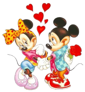 💖 Mickey Mouse Minnie Mouse, amore, cuori, cartoni animati, Disney, romanticismo telegram sticker