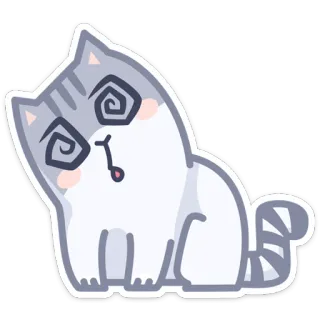 🤩 gato, tonto, desenho animado, animal, adesivo, exausto whatsapp sticker