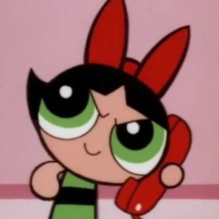 📞 Buttercup The Powerpuff Girls cartone animato, Le Superchicche, telefono, verde telegram sticker