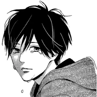 😥 Anime, Manga, Llorando, Triste, Sudadera con capucha, Retrato telegram sticker