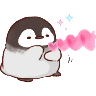 💕 penguin, cute, hearts, animal, kawaii telegram sticker