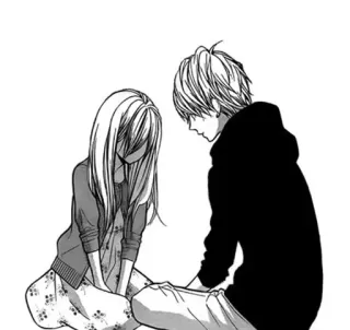 🤍 Anime, Manga, Koppel, Romantisch, Jongen, Meisje, Tekening telegram sticker