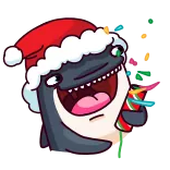 🎉 Christmas, Santa hat, cracker, festive, animal, cartoon telegram sticker