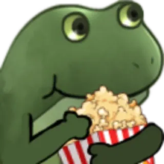 😂 カエル, ポップコーン, 動物, 食べ物, 漫画 telegram sticker