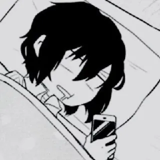 🌟 Anime, Sueño, Teléfono, Personaje, Dibujos animados, Cama telegram sticker