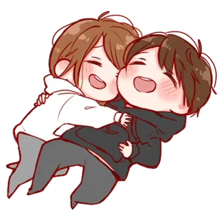💞 かわいい, ちび, ハグ, アニメ, 愛情深い whatsapp sticker
