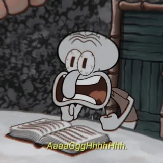 🔪 Squidward Spongebob Squarepants Aaaagggghhhhhhhh. สควิดวอร์ด, สพันจ์บ็อบ, การ์ตูน, กรีดร้อง, หงุดหงิด, นิคเคิลโลเดียน telegram sticker