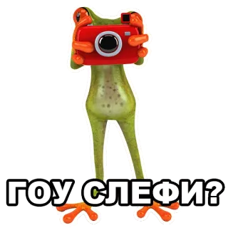 📸 ГОУ СЛЕФИ? лягушка, камера, селфи, мультфильм, юмор telegram sticker