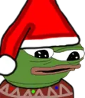 😞 Pepe the Frog pepe, frog, meme, christmas, santa hat, holiday whatsapp sticker