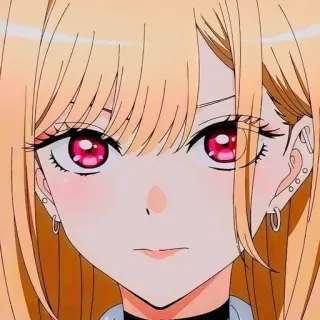 🎃 Anime, Garota, Cabelo loiro, Olhos vermelhos, Brincos telegram sticker