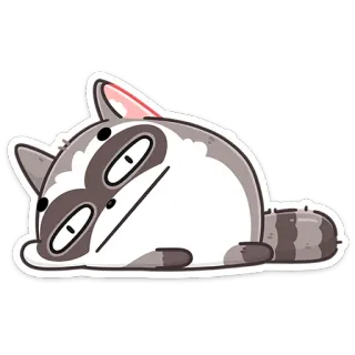 😐 szop pracz, zwierzę, słodki, kreskówka, śmieszny, leniwy, leżący whatsapp sticker