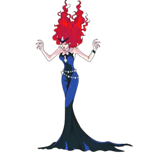 😈 悪役, アニメ, キャラクター, 女性, 悪, 赤い髪, ドレス telegram sticker