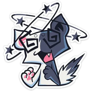 ⭐ dog, cartoon, animal, dizzy, stars, animated, pet telegram sticker