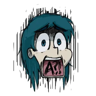 😱 A?! expressão, choque, horror, grito, medo, desenho animado telegram sticker