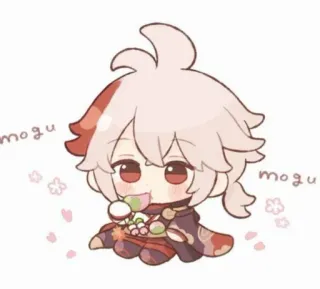 🌟 Kaedehara Kazuha Genshin Impact mogu mogu anime, jogo, fofo, personagem, genshin impact, kazuha, comendo telegram sticker