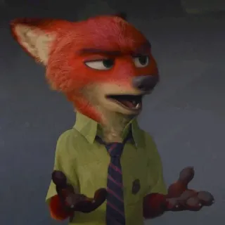 🦊 Nick Wilde Zootopia Cartoon Fuchs, Disney, Filmfigur, Sprechendes Tier, Anthropomorph, Sarkastisch, Zoomania, Nick Wilde telegram sticker