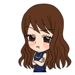 ☹ Мультфильм, Женщина, Злая, Расстроенная, Милая, Женский, Персонаж telegram sticker