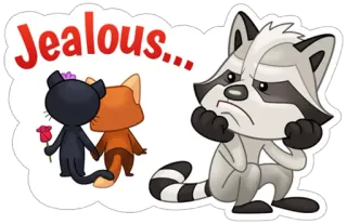 😾 Jealous... Waschbär, Eifersucht, Tiere, Liebe, Neid telegram sticker