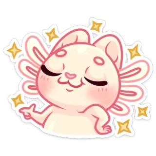 👑 naklejka, aksolotl, uroczy, zwierzę, kawaii, kreskówka whatsapp sticker
